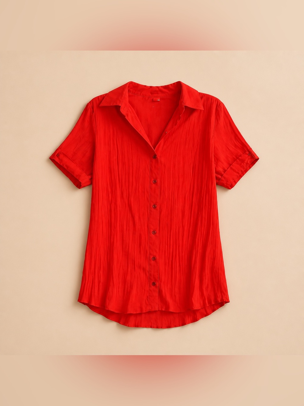 East 5th 1X Red Polyester Spandex Button Down Blouse